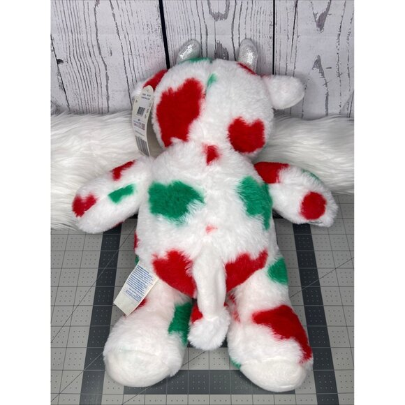 Build A Bear Mooey Christmas Cow Plush Stuffed Animal Red Green Spots 16 in Tags - Picture 3 of 7